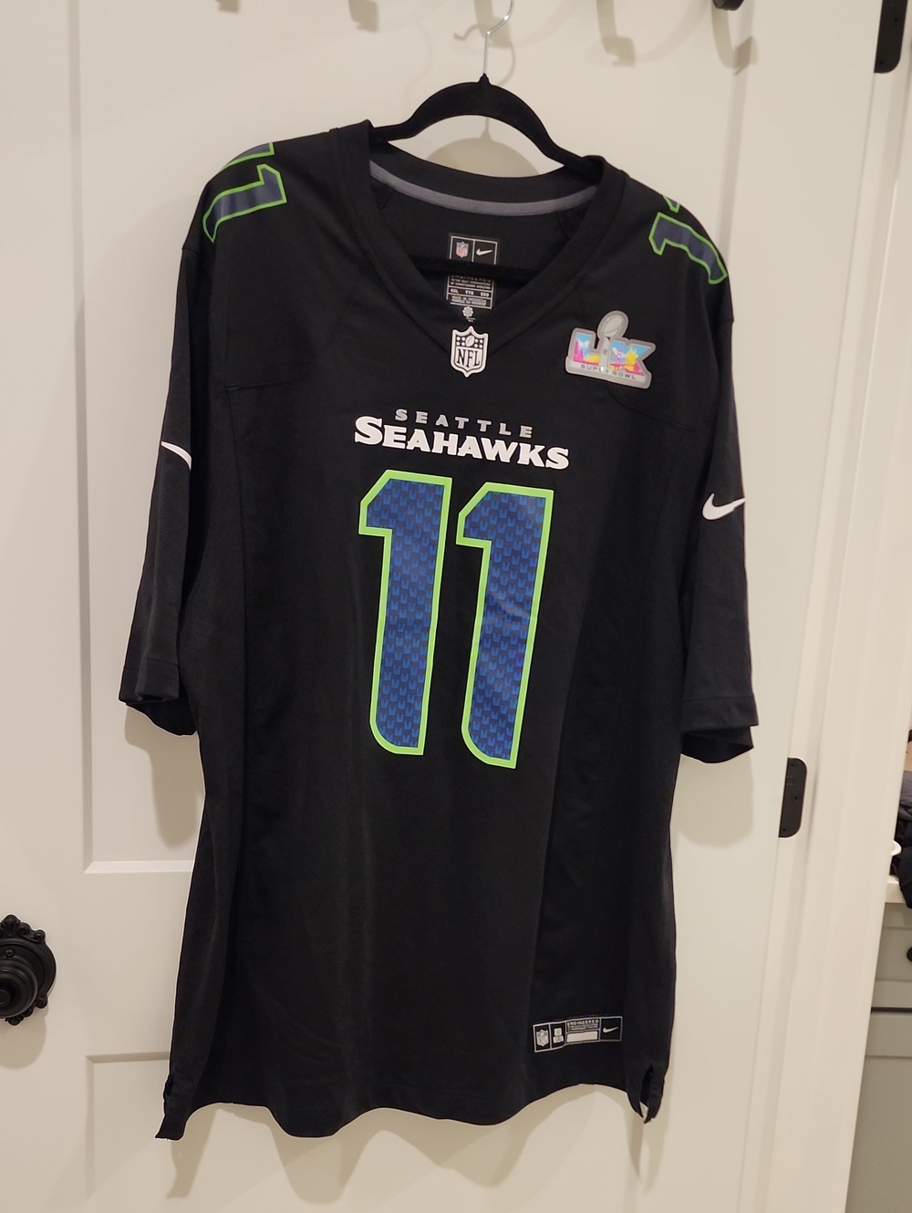 Nike Seattle Seahawks Smith - Njigba Superbowl  Jersey Black Green Blue